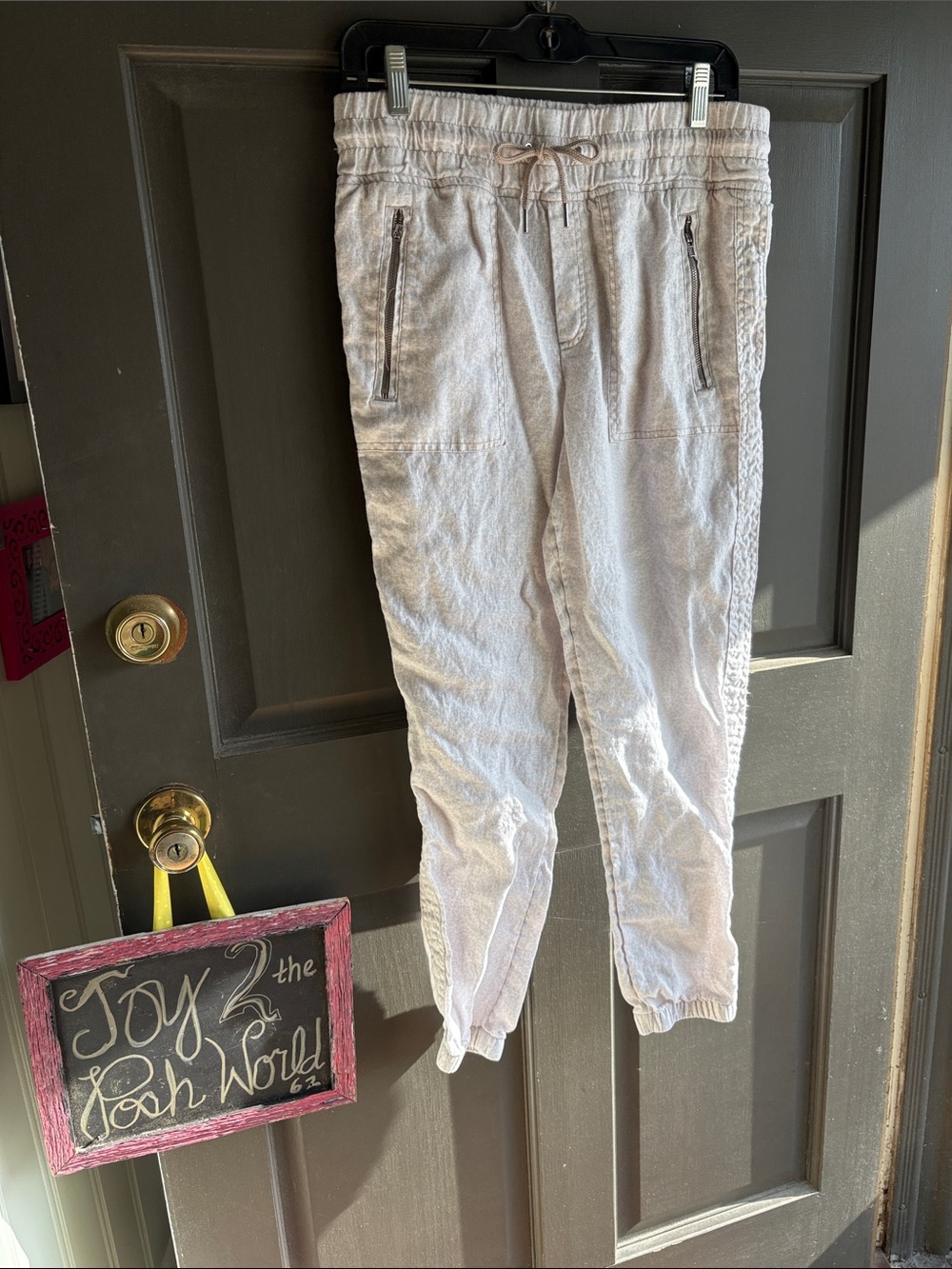 Athleta Cream Leopard print Drawstring Jogger Pants